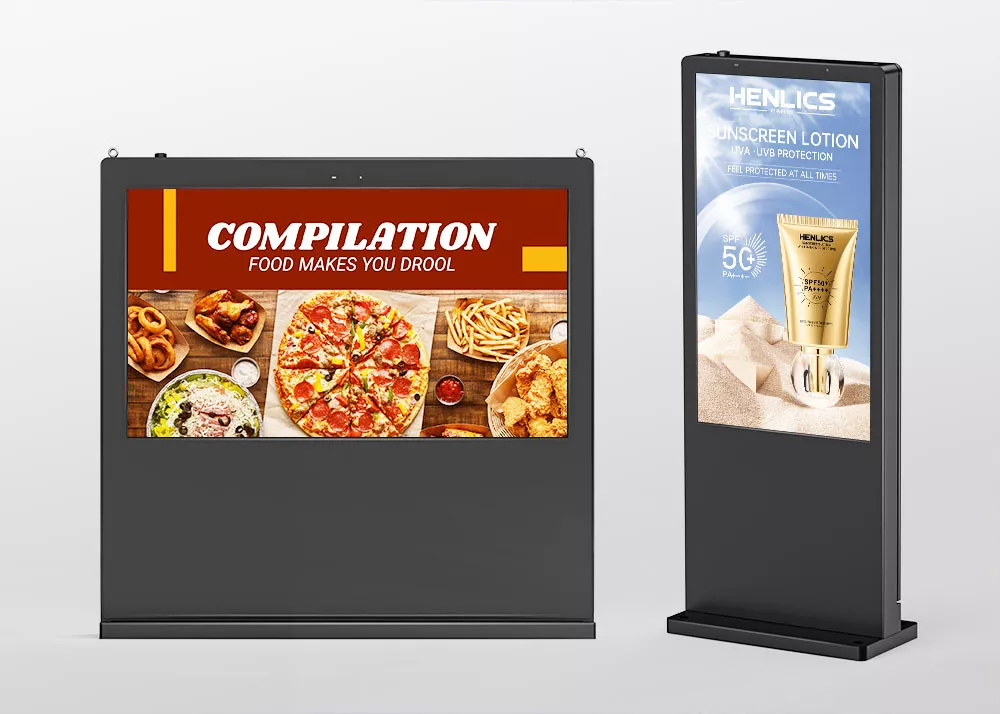 goxmart ip65 waterproof dustproof outdoor digital signage high brightness sunlight readable commercial LCD advertising display