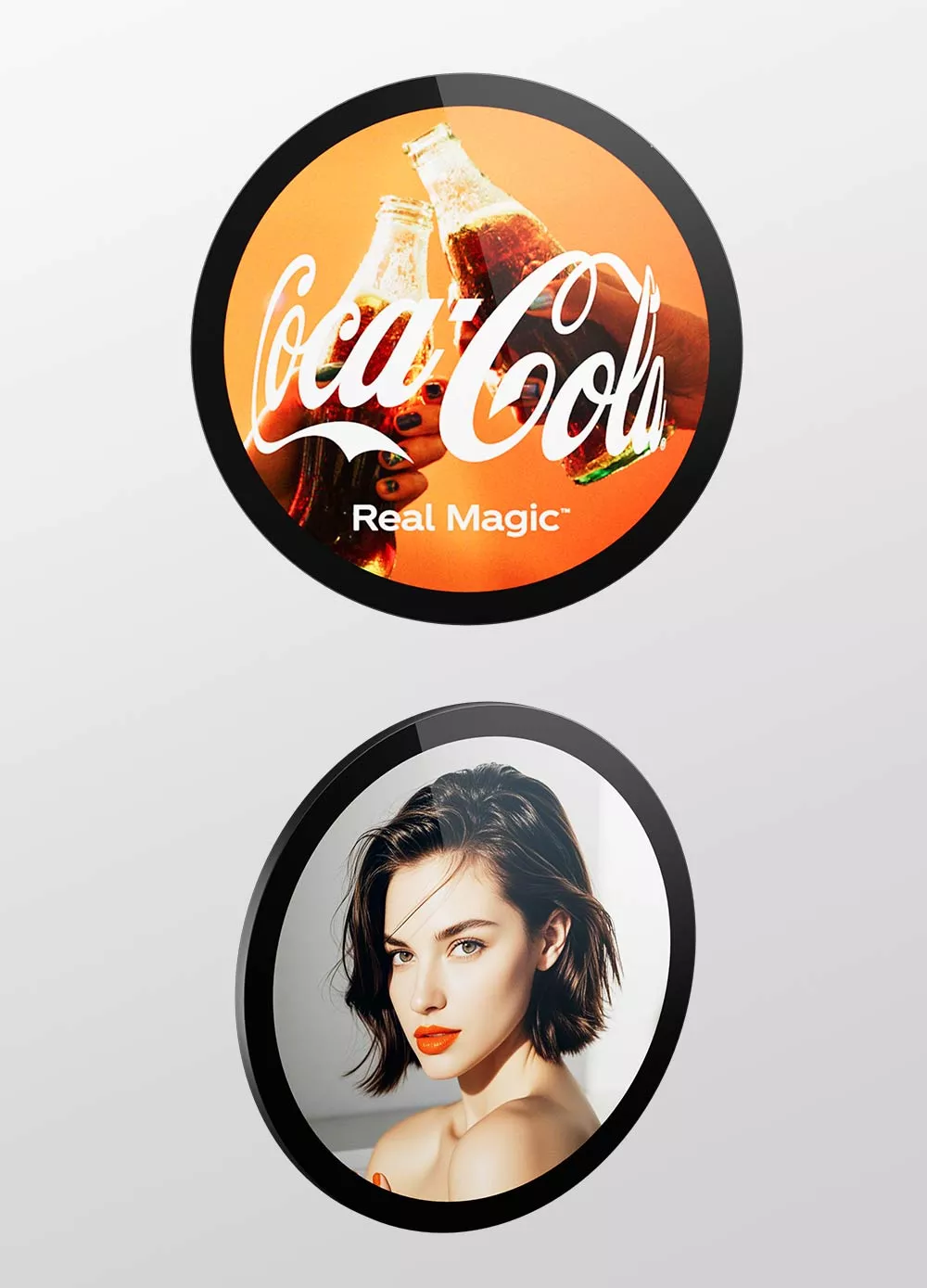 round display high brightness for luxury retail branding