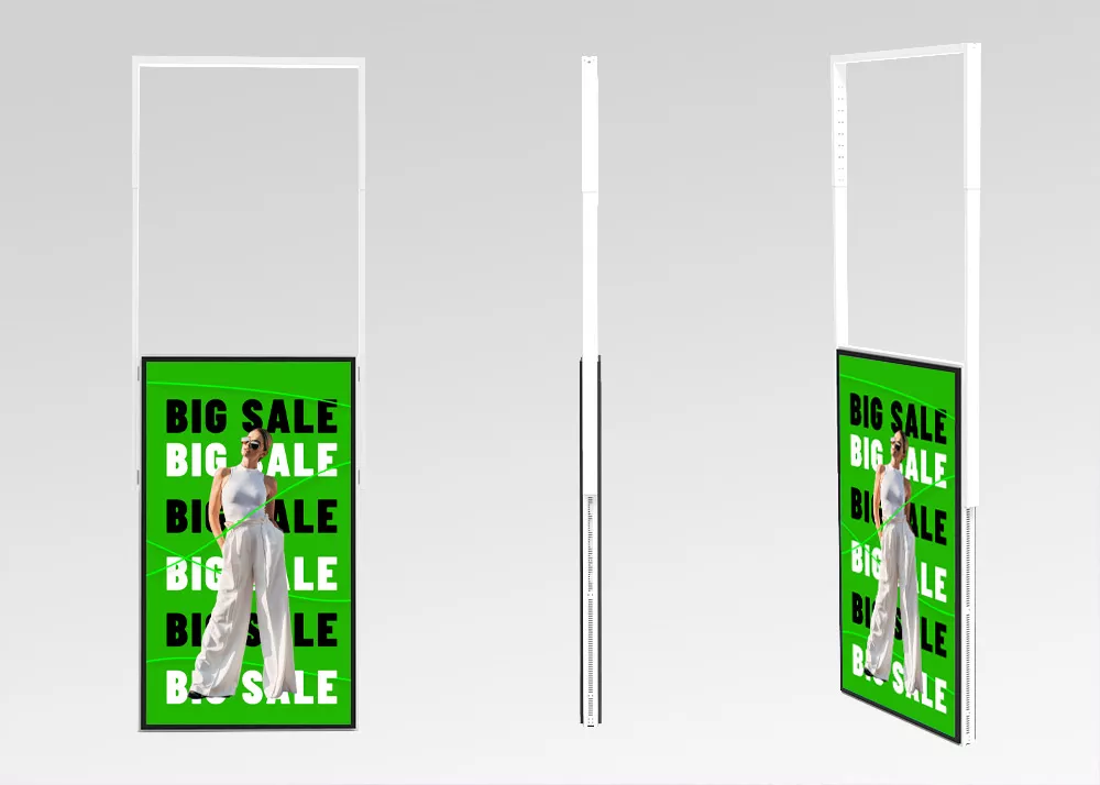 goxmart double sided high brightness window display anti-glare hanging dual screen commercial retail storefront advertising digital signage